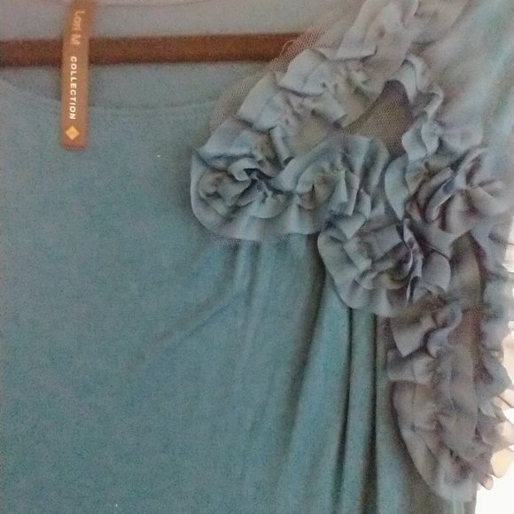 Demure Teal Blue Soft Knit Dress - Picture 2 of 2